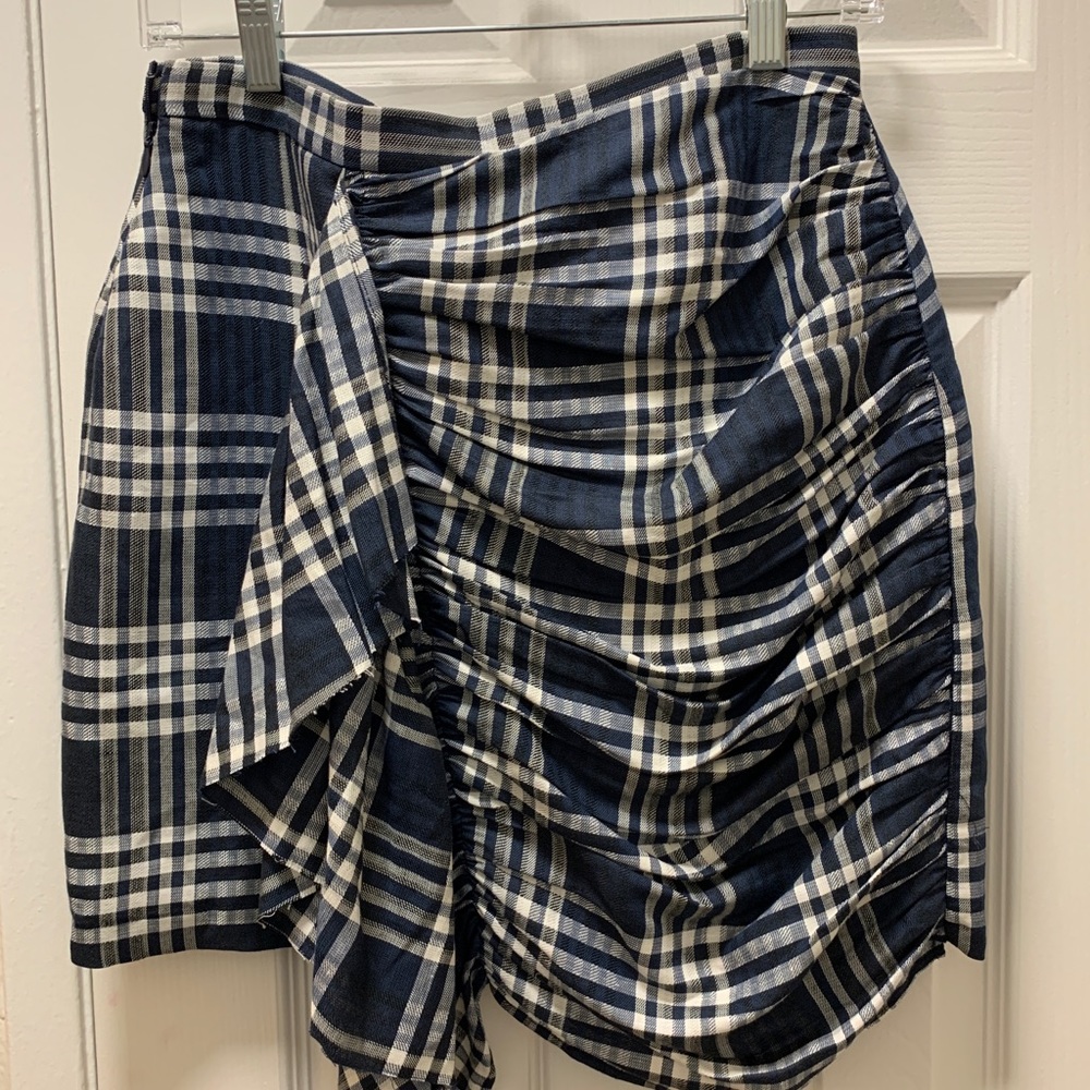 Zara plaid mini skirt with ruffle detail size M